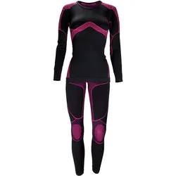 Funktionsunterwäsche Damen Set | Thermounterwäsche | Seamless | Schwarz/Pink L