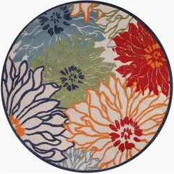 Teppich SANAT "Floral 2 Outdoor", bunt, H:6mm Ø:200cm, Kunstfaser, Teppiche, In- und Outdoor geeignet, florales Design, Balkon, Terasse