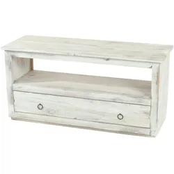 Mendler TV-Rack Fernsehtisch Lowboard TV-Regal, Shabby-Look, Vintage ~ weiß