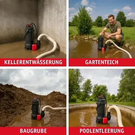 WALTER WERKZEUGE Tauchpumpe WZ8346 1100 W 15 m Förderhöhe 21.000 l/h inkl. 20 m Schlauch