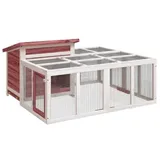 vidaXL Kaninchenstall Mokka 144x123x67,5 cm Massivholz Kiefer