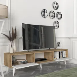 [en.casa] Kullila TV-Lowboard 160 x 35 x 40 cm Eicheoptik/Weiß Holz/Spanplatte