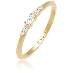 Verlobungsring ELLI "Zirkonia Marquise Elegant Verlobung 925 Silber" Gr. 58, gold, Fingerringe, Damen, 58mm, Silber 925 (Sterlingsilber)