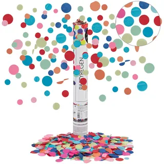 Relaxdays Party Popper, 6-8m Effekthöhe, Karneval, Geburtstag & Hochzeit, Papierkonfetti rund, Konfettikanone 40cm, bunt, mehrfarbig, 40 x 5 x 5 cm