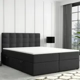 Möbel Punkt Boxspringbett ROM mit Bettkasten 180 x 200 cm Webstoff Schwarz Bett Bettkasten