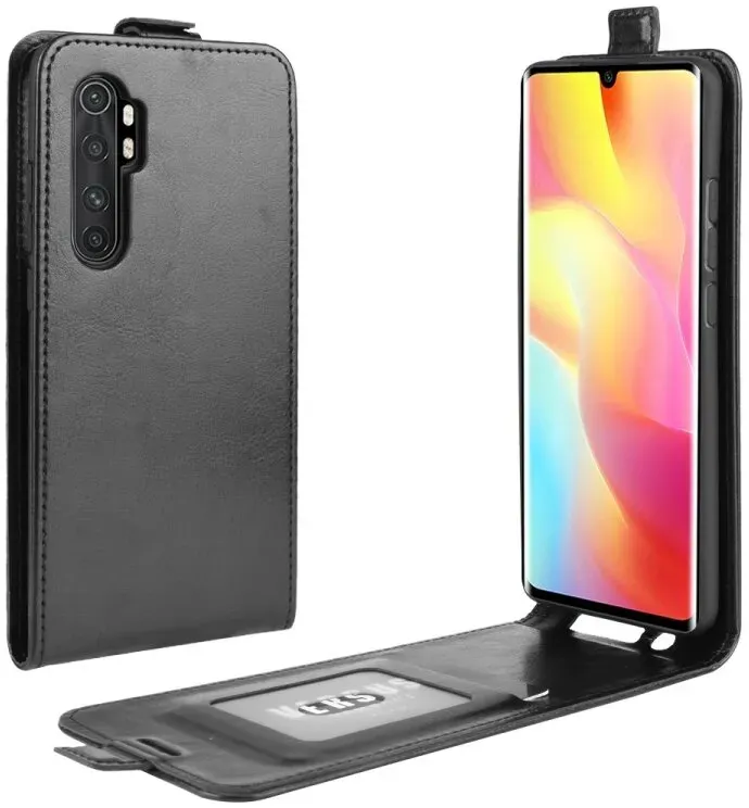 Flip Case Handyhülle für Xiaomi Mi Note 10 Lite Vertikal Schutzhülle Tasche Cover Schwarz Bumper Smartphone Kartensteckplatz-Kreditkarte-Geldscheine EC-Karte Bank-Karte