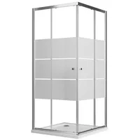 Boromal Eckdusche Duschkabine Chrom 80x80 Schiebetür Eckeinstieg Duschwand Glas Dusche, BxT: 80x80 cm, Einscheibensicherheitsglas, Einfaches Rollen Befestigungssystem silberfarben