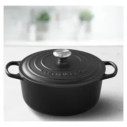 Le Creuset Signature Bräter rund 22 cm schwarz, Emaille dunkel