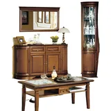 Xlmoebel Sideboard Elegantes Wohnzimmermöbel TV-Unterschrank Holzkommode Eckschrank (4tlg Wohnzimmer Set (TV Lowboard + Eckvitrine + Sideboard + Spiegel), Hergestellt in Europa braun