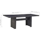 vidaXL Gartentisch 200 x 100 x 74 cm Schwarz