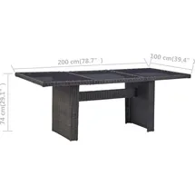 vidaXL Gartentisch 200 x 100 x 74 cm Schwarz