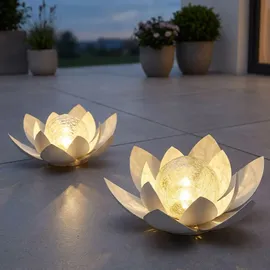 Hi Solarleuchte Glas, Metall 27,6 x 12 cm 2er Set weiß