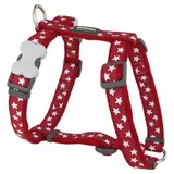 Red Dingo Hundegeschirr, Größe L, 25 mm breit, Halsumfang 46-76 cm, Körper 56-80 cm, Rot/weiße Sterne