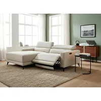 Ecksofa OTTO HOME "LEWII, L-Form, 213 cm - elektr. Relaxfunktion", beige, B:213cm H:70cm T:163cm, Webstoff 100% Polyester, Sofas, Ecksofa, mit USB A/C-Anschluss. Federkern, verstellbaren Kopfstützen, Webstoff