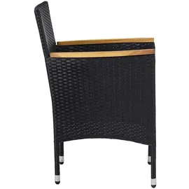 vidaXL 5-tlg. Garten-Essgruppe Poly Rattan und Massivholz Schwarz