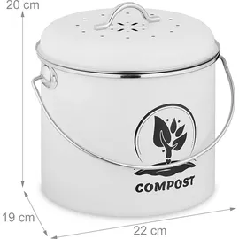 Relaxdays Runder Komposteimer 3,5 l Weiß