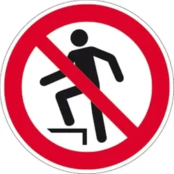Schild Aufsteigen verboten (Stufe) ISO 7010, Kunststoff, Ø 200 mm