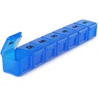Tablettenbox 7 Tage Deutsch, SUKUOS XL Groß Pillendose 7 Fächer, Medikamenten-Box für 7 Tage (Blau)