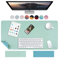 Weelth Schreibtischunterlage, Tischunterlage, multifunktionales Office-Mousepad, PU-Leder, doppelseitige Schreibtischunterlage für Büro oder Heimbereich (Blau/Grün, 89,9 x 43,2 cm)