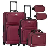 Juskys Trolley Kofferset Athen - 60 L, 2 Rollen, Weichschale, Handgepäck, Bordeaux