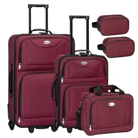 Juskys Trolley Kofferset Athen - 60 L, 2 Rollen, Weichschale, Handgepäck, Bordeaux