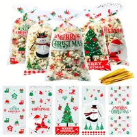 ZHOUHON 100 Stück Plätzchentüten Weihnachten,Kekstüten Transparent, Und 120 StüCk Goldband,Weihnachtstüten zum Befüllen,Kleine für Süßigkeite