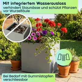 ethick Quadratischer Blumentopf 47 x 47 x 39 cm Beton-Grau