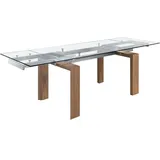 Angel Cerdá Ausziehbarer Esstisch 1007 in Walnuss/Glas/Stahl – (B)160 x (T)90 x (H)75 cm | Gr.: onesize