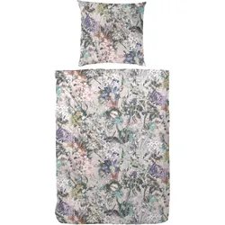 PRIMERA Mako-Satin Bettwäsche Levin – geblümt taupe, 155x220/80x80 cm