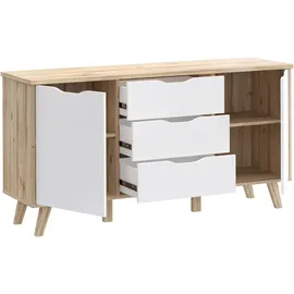 Forte Sideboard 149,1 x 76,7 x 42 cm Planked Eiche / Weiß