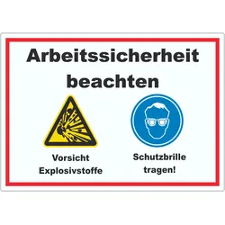 Arbeitssicherheit Explosionsstoffe Schutzbrille Aufkleber A7 (74x105mm)