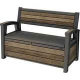 Keter Gartenbank Mit Stauraum 227 L, Holzoptik Walnuss, Wetterbeständig, Sitzbank Für 2 Personen, Abschließbar, 151,7 X 72,5 X 70 Cm