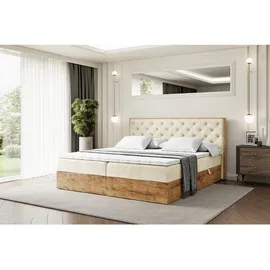 altdecor Boxbett, Creme, Holzwerkstoff, Höhe ca. 20 cm, 140x200 cm, Schlafzimmer, Betten, Boxspringbetten