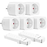 DEWENWILS Funksteckdosen mit Fernbedienung 5er Set, Innen, 3680W, 30M Reichweite, Weiß