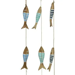 Decoris 1 Fisch Deko Maritim 100cm Holz Dekofische zum Aufhängen Holzfische Dekoidee Geschenkidee Tischdeko Meeresdeko Stranddeko Blau Natur