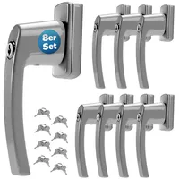 monzana Monzana® Fenstergriffe Abschließbar mit Schloss Kindersicherung Silber 35mm Stiftlänge 2 Schlüssel Fensterbeschlag Balkon Türgriff Einbruchschutz