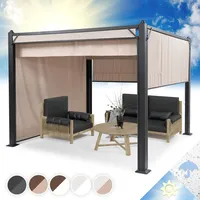 Blumfeldt Pavillon 3x3m, Rostfreier Metall-Pavillon mit Einziehbarem Dach & Seitenwänden, Pavillon Wasserdicht, Stabil & Winterfest, Langlebige Pe...