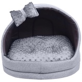 Z4L WauWau Katzen und Hundehöhle gemütlich Farbe grau Minky, grau Hundehütte Katzenhütte 45cm x 45cm Höhlenbett Kuschlig