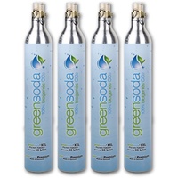 greensoda | Premium XXL Universal Bio Soda-Zylinder | 450 g Kohlensäure | CO2 Zylinder für SodaStream (4er Pack)