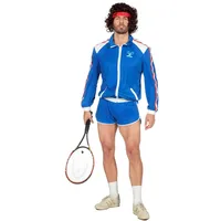 Wilbers & Wilbers 80er Jahre Tennisstar Retro Trainingsanzug Tennisspieler 80`s Trash Herren-Kostüm, Größe:48