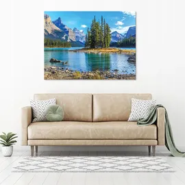 WallArena Leinwandbild Natur Berge See 100x70