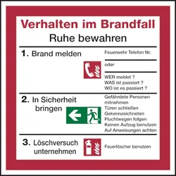 Verhalten im Brandfall für Rettungspläne - 200x200 mm Folie selbstklebend