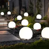 ETC Shop Kugelleuchte Solar 10 cm Solarleuchte Kugel Garten Led Gartendeko Solarkugel für Außen klein, Leuchtdauer ca. 6-8 Stunden, H 38 cm, 10er Set