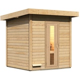 Woodfeeling Karibu Gartensauna Saunahaus Hytti 2 Energiesparende Saunatür Ohne Ofen inkl. 8-teiligem gratis Zubehörpaket (Gesamtwert 191,92€)