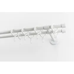 Gardinenstange GARESA "RUSTIKA", weiß, L:110cm Ø:16mm, Metall, Gardinenstangen, rustikale Vorhanggarnitur, verlängerbar, m. Ringe, Endkappe