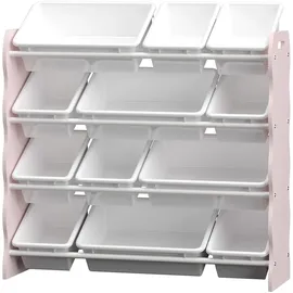 [en.casa] Kinderregal Vestnes 78 x 86 x 27 cm MDF rosa/weiß