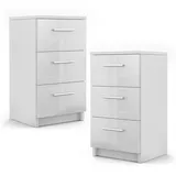 Vicco Nachtkommode Boxspringbett 2er Set 66cm hoch Nachtschrank Nachttisch Weiß hochglanz