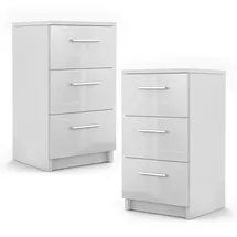 Vicco Nachtkommode Boxspringbett 2er Set 66cm hoch Nachtschrank Nachttisch Weiß hochglanz