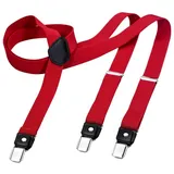 DonDon Hosenträger DonDon® Herren Hosenträger schmal 2,5 cm 3 Clips in Y-Form elastisch (1-St) Y-Form, verstellbar mit Clipverschluß, elastisch, schmal 2.5 cm rot