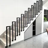 Treppengeländer Innen Schwarz, Handlauf Treppe, U Förmiger Handlauf Geländer Treppe, RaußEn Metal Geländer, Nordic Modern Handlauf für Villen Balkone Flure Wohnungen (Schwarz-seitliche Montage, 65cm)